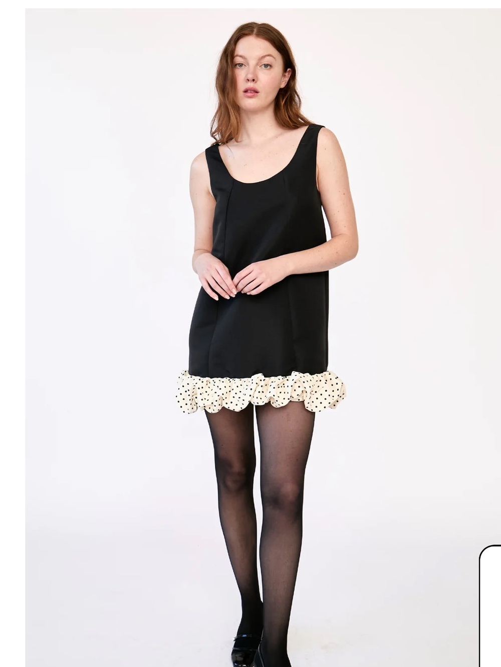 Rachel Antonoff Peggy Mini Dress with Cream Polka Dot Ruffle